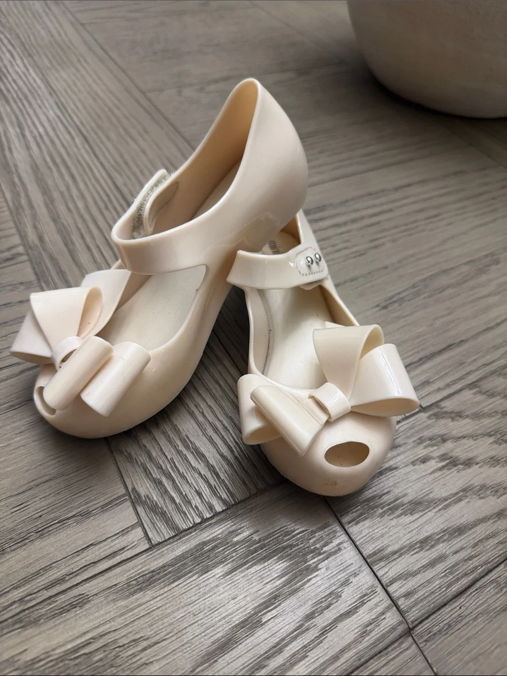 Mini Melissa Cream Bow Mary Jane Jelly Shoes